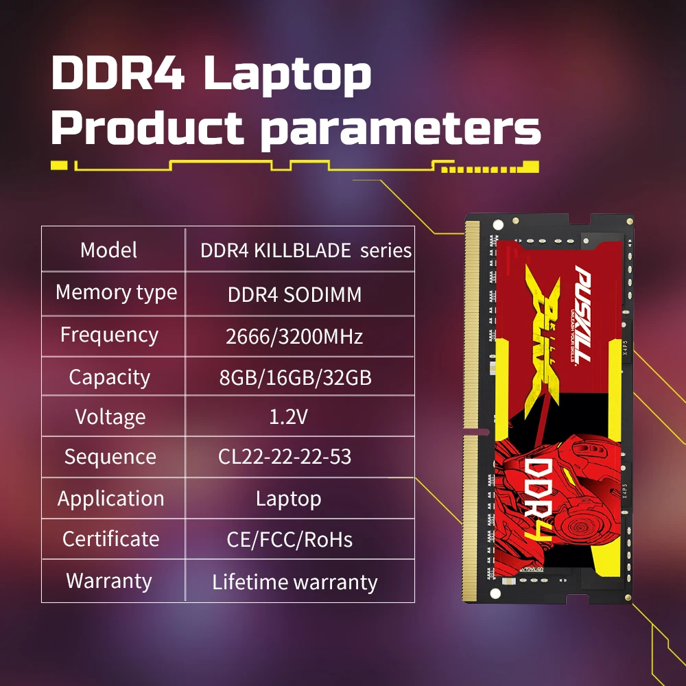 PUSKILL DDR4 SODIMM Laptop RAM – 4GB/8GB/16GB - Image 3