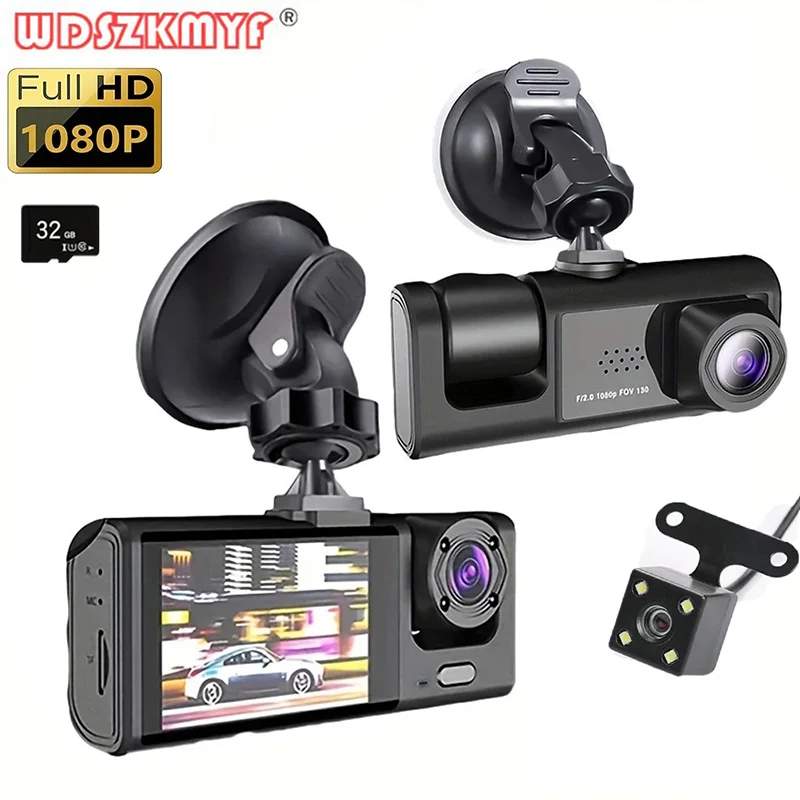 1080P Car DVR 3-Camera Dash Cam with IR Night Vision