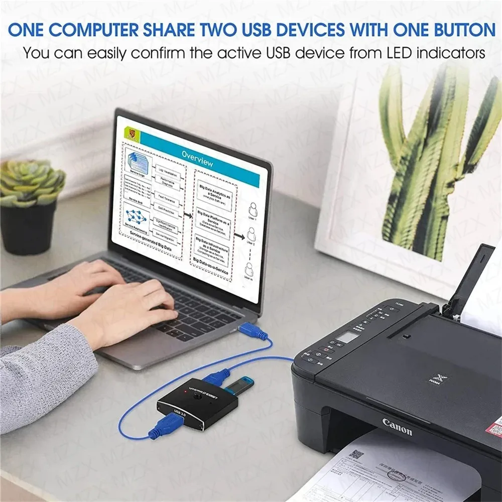 MZX Two-Way USB 3.0 Switch - High-Speed 2 in 1 USB Selector for PC & Laptop - Image 4
