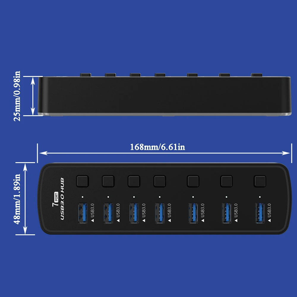 7-Port USB 3.0 Hub with On/Off Switches – 5Gbps Splitter - Image 6
