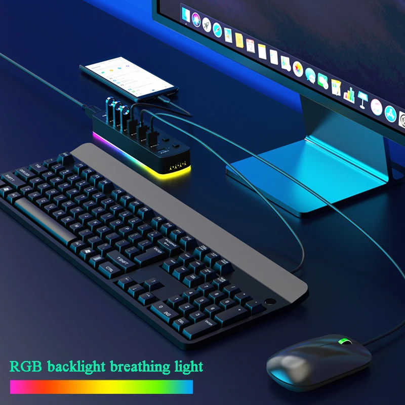 7-Port USB 3.0 Hub with On/Off Switches – 5Gbps Splitter - Image 3