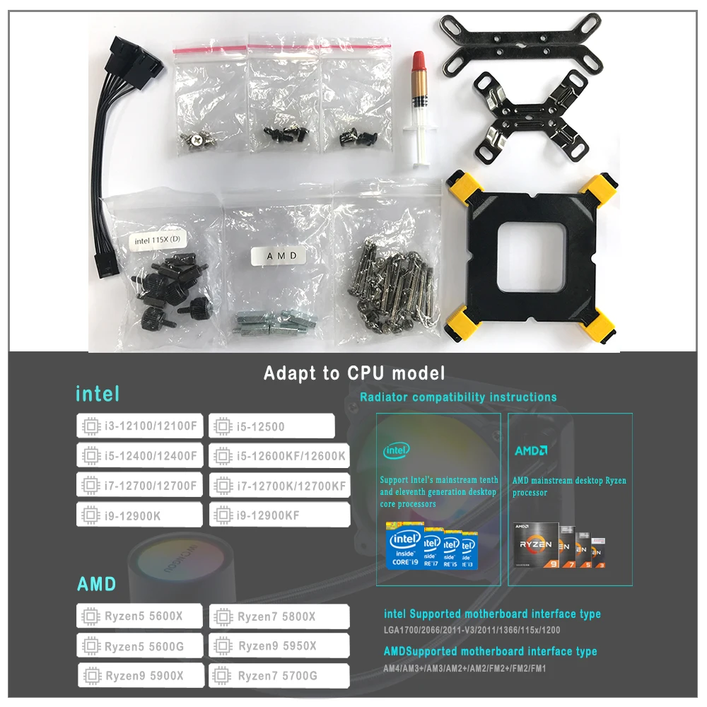 IWONGOU AM4 RGB CPU Liquid Cooler - 120mm Fan for Intel & AMD - Image 2