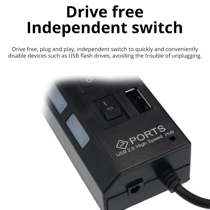 7-Port USB 2.0 Hub - Switch Extension for PC & Laptop - Image 2